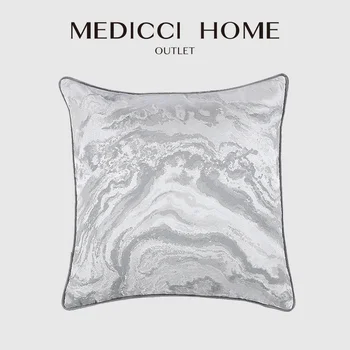 Medicci Home Серо-серебристый жаккардовый чехол для подушки с мраморным рисунком, высококачественные Уютные наволочки для дивана-кровати