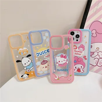 Miniso Sanrio Hello Kitty My Melody Fruit Juice Чехол Для Телефона iPhone 11 12 13 14 15 Pro Max Pochacco Pom Purin Cover Funda