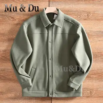 Mu & Du 2023 Зимние Мужские Винтажные Однобортные рубашки из композитной шерсти, мужское Повседневное Свободное Простое пальто, Деловой пиджак