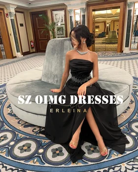 OIMG, новый дизайн, платья для выпускного вечера трапециевидной формы без рукавов, расшитые бисером, Черные, Саудовские, Арабские, Женские Атласные вечерние платья на молнии, вечернее платье для вечеринки