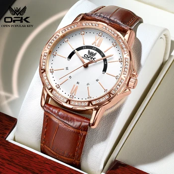 OPK Новые классические кварцевые часы для мужчин Водонепроницаемые Люминесцентные Кожаные Мужские Ручные часы Лучший бренд Оригинальные Роскошные мужские часы 2023