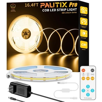 PAUTIX DC 24V 5m 10m COB LED Strip Light Kit Высокой Плотности С Регулируемой Яркостью 480 Светодиодов/м Гибкая Светодиодная Лента с RF Remote US EU UK Plug