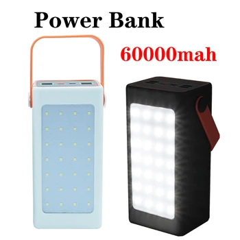 Power Bank 60000mAh высокой емкости Type-C с быстрой зарядкой Powerbank Портативное зарядное устройство для iPad iPhone 15 Bluetooth-гарнитура