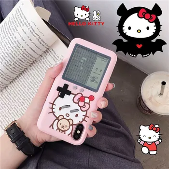 Sanrio Чехол для телефона Hello Kitty Игровая консоль для iPhone 13 12 11 Pro Max Decompression Fun Tetris Полная комплектация Чехол Игровая оболочка
