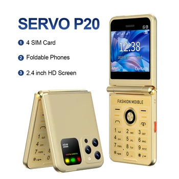 SERVO P20 Мобильный телефон с откидной 4 SIM-картой, Быстрый набор GSM, Bluetooth 2,4 