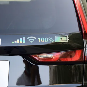Stiker Aksesori kaca depan mobil, stiker Level ponsel baterai WiFi, dekorasi eksterior kendaraan, stiker lucu otomatis