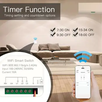 Tuya Wifi Smart MINI Switch 10A 3 банды Модульный Выключатель Таймер Переключатели Автоматизации Умного Дома Работает С Alexa Home