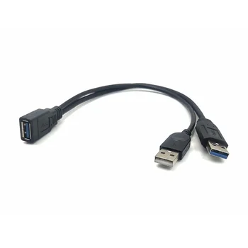 USB 3.0 Тип A Женский к двум USB-разъемам от 1 до 2 Преобразователь синхронизации данных для зарядки Y Удлинитель шнура (только с одной стороны для зарядки)