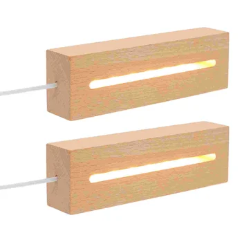USB LED Light Base Освещает Пьедестал Дисплея Теплым Светом Декоративной Деревянной Подставки С Подсветкой Деревянного Освещенного Основания для Акрила