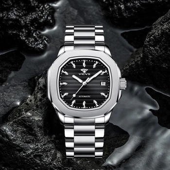 Vicvs Хит продаж Мужские механические часы Модные деловые водонепроницаемые механические мужские наручные часы