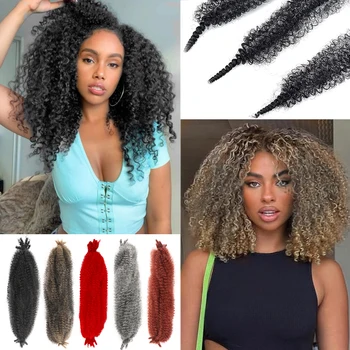 WEILAI Toyotress Springy Afro Twist Hair - Короткие Волосы Marly Длиной 16 Дюймов, 8 Упаковок Предварительно Распушенных Волос Для Плетения Косичек Spring Twist