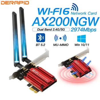 WiFi 6 AX3000 Адаптер 2.4G 5G 3000 Мбит/с Двухдиапазонная Сетевая Карта Bluetooth 5.2 Wi-Fi Приемник Ключ Для Windows 10 11 Linux AX200