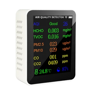 Wifi Измеритель качества воздуха 10в1 PM2.5 PM10 CO CO2 TVOC HCHO AQI Тестер Температуры И Влажности CO2 Метр Детектор Углекислого газа