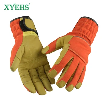 XYEHS 1 Пара/ 2 Шт Огнезащитные Рабочие Перчатки С Защитой От Порезов Из Воловьей Кожи И Арамидной Ткани С Огнестойкой Теплоизоляцией Для Аварийно-Спасательных Работ