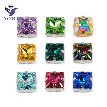 YANRUO 4447 Принцессы с квадратными заостренными камнями, разноцветное блестящее стекло, блестящие стразы, хрустальные камни для шитья, украшения для украшений