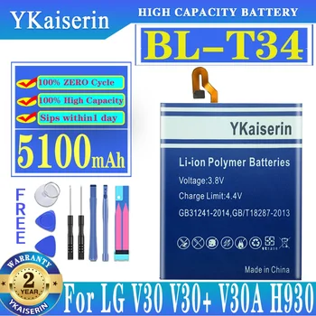 YKaiserin Новый 5100 мАч BL-T34 Аккумулятор Для LG V30A H930 H932 LS998 V35 V30 PLUS V30PLUS Замена Телефона Высокого Качества С Дорожкой
