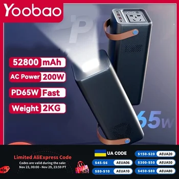 Yoobao EN200W 200 Вт Портативная Электростанция 52800 мАч Power Bank для mini 4 pro Redmi 10C Iphone 14 Pro Max Realme GT OnePlus 10T