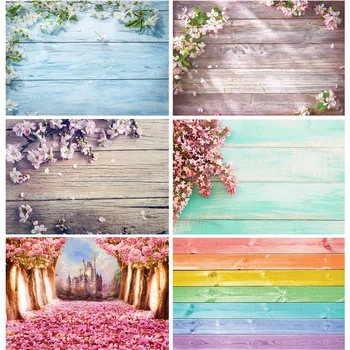 ZHISUXI Виниловая цветущая ветка на деревянном фоне, цветущие деревянные доски, фоновые рисунки, реквизит для фотостудии YXX-68