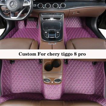 Автомобильный коврик для Chery Tiggo 8 Pro 2022 2023, Изготовленные на заказ Водонепроницаемые Коврики с бриллиантами, Полный комплект, Роскошные Подушечки для ног, Аксессуары для автомобильных ковров