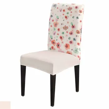 Акварельные цветы, расписанные вручную, эластичный чехол для стульев для столовой, банкета, отеля, Эластичные чехлы для стульев из спандекса