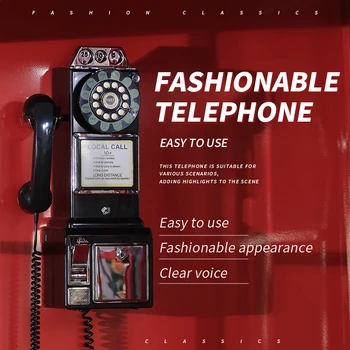 Американский ретро настенный подключаемый телефон с разъемом RJ11, телефон, украшение дома, старомодный телефон с мелодией звонка.
