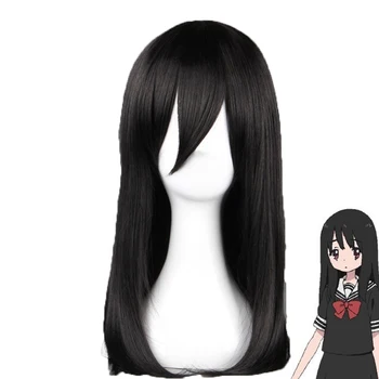 Аниме Mahou Shoujo Site Asagiri Aya Черный парик для косплея длиной 45 см, Термостойкие парики из синтетических волос + шапочка для парика