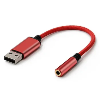 Аудиоадаптер с разъемом USB для наушников 3,5 мм, внешняя стереозвукокарта для ПК, ноутбука, PS4, Mac и т.д. (0,6 фута, красный)