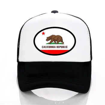 Бейсболки с флагом США, Калифорнии, летняя сетчатая дышащая шляпа дальнобойщика, ретро-Калифорнийская любовь, винтажные шляпы с медведем из Калифорнийской республики