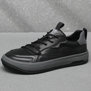 Белые туфли, мужская повседневная обувь, мужские кроссовки из натуральной кожи на шнуровке, крутая уличная обувь, брендовая мужская обувь, спортивная мужская обувь на плоской подошве