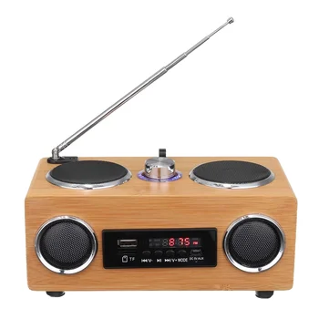 Беспроводной деревянный ретро динамик, радио, сабвуфер, домашняя звуковая колонка, музыкальный центр Bluetooth, Поддержка USB / TF / FM