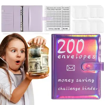 Бюджетная книжка-переплет на 200 конвертов с денежными конвертами, Планировщик денежных конвертов для сбережений, Бюджетная книжка с