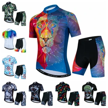 Велосипедные трикотажные шорты, комплект с подкладкой, мужской велосипед, MTB, Велосипедный топ, костюм, Велосипедная рубашка, одежда, Униформа для верховой езды, Летняя одежда Wolf Blue