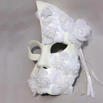 Венецианская маскарадная маска на половину лица, принцесса, женщины, Полные Цветов, Белый Рождественский фестиваль, Страх, Хэллоуин, косплей, вечеринка, Карнавал