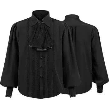 Весенние и осенние мужские рубашки в складку, европейская и американская средневековая одежда, топы в стиле стимпанк Victoria Внутри