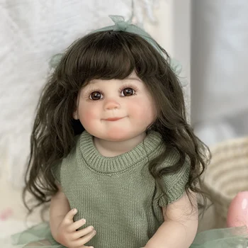 Виниловый 22-дюймовый Reborn Baby Doll Реалистичная игрушка ручной работы Bebe Boneca С укорененными волосами Muñeca de bebé