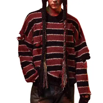 Винтажная одежда Do Old Wasteland, Пуловер в полоску, пальто для мужчин и женщин, Зима