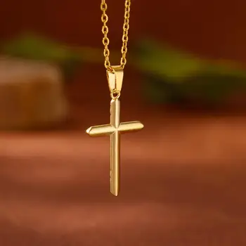 Винтажное ожерелье с крестом Иисуса для женщин, Позолоченные ожерелья с подвесками для молитв, Ювелирные изделия из нержавеющей стали, Ошейники, Подарки, Бесплатная доставка