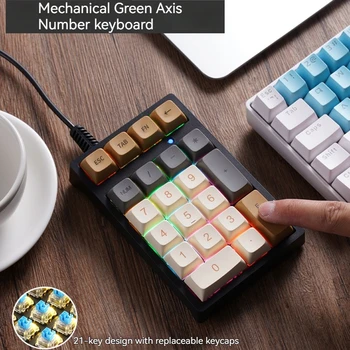 Внешняя Мини-клавиатура для ноутбука, Проводной кассовый аппарат, финансовый учет, Специальная Механическая цифровая клавиатура Green Axis Rgb