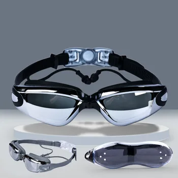 Водонепроницаемые очки для плавания с гальваническим покрытием, регулируемый силикон для дайвинга, защита от ультрафиолета, портативные затычки для ушей с защитой от запотевания, водные виды спорта