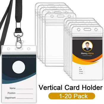 Водонепроницаемый прозрачный держатель для карт, идентификационный значок, защита кредитных карт с застежкой-молнией, закрывающийся прозрачный вертикальный защитный чехол для карт