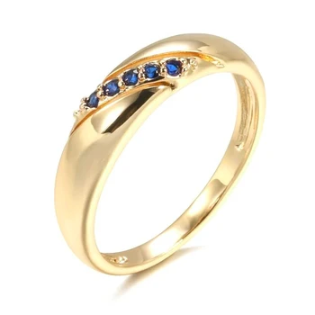 Гладкие кольца из золота Huitan с синим фианитом, новое обручальное кольцо для женщин, неброские обручальные кольца, Модные универсальные женские украшения