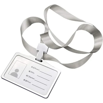 Горизонтальный держатель для удостоверения личности из алюминиевого сплава с шейкой на шнурке для женщин и мужчин Деловые Рабочие визитницы