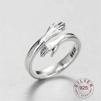 горячее предложение, Европейские и американские ювелирные изделия из стерлингового серебра 925 пробы, кольцо для любовных объятий, ретро мода, открытое кольцо GN601