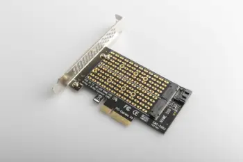 Двойной адаптер M.2 к PCI-E 3.0 X4 для PCIe NVMe SATA M2 SSD 2230 2242 2260 2280 M-Key NVME B-Key SATA