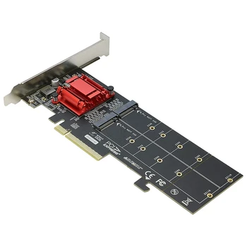 Двойной адаптер NVMe PCIe, M.2 NVMe SSD для PCI-E с поддержкой карт 3.1 X8/X16 M.2 (ключ M) NVMe SSD