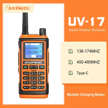 Двухдиапазонная Портативная Рация Baofeng UV-17 VHF с Двухдиапазонным Зарядным устройством Type-C CTCSS/DCS Scan 999-Канальный Радиолюбитель