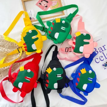 Детская сумка через плечо, красивая нагрудная сумка с динозавром, корейская версия, сумка небольшого размера, милый детский рюкзак для путешествий на открытом воздухе, tide