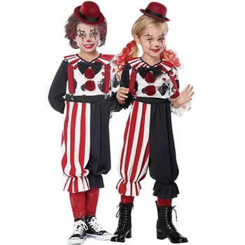 Детский детский костюм клоуна, форма страшного злого шута, косплей, Пурим, вечеринка на Хэллоуин, Фантазия, наряды для мальчиков и девочек