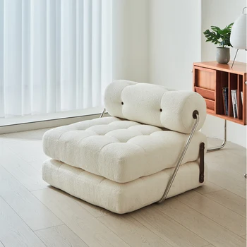 Диван-кровать двойного назначения Складной Одноместный стул для отдыха в гостиной Модуль Lamb Velvet Ленивый диван Диван-кровать Мебель для дома