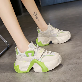 Дизайнерские женские кроссовки 2023, новые Корейские модные кроссовки на платформе, осенняя дышащая повседневная спортивная обувь Tenis De Luxo Feminino
